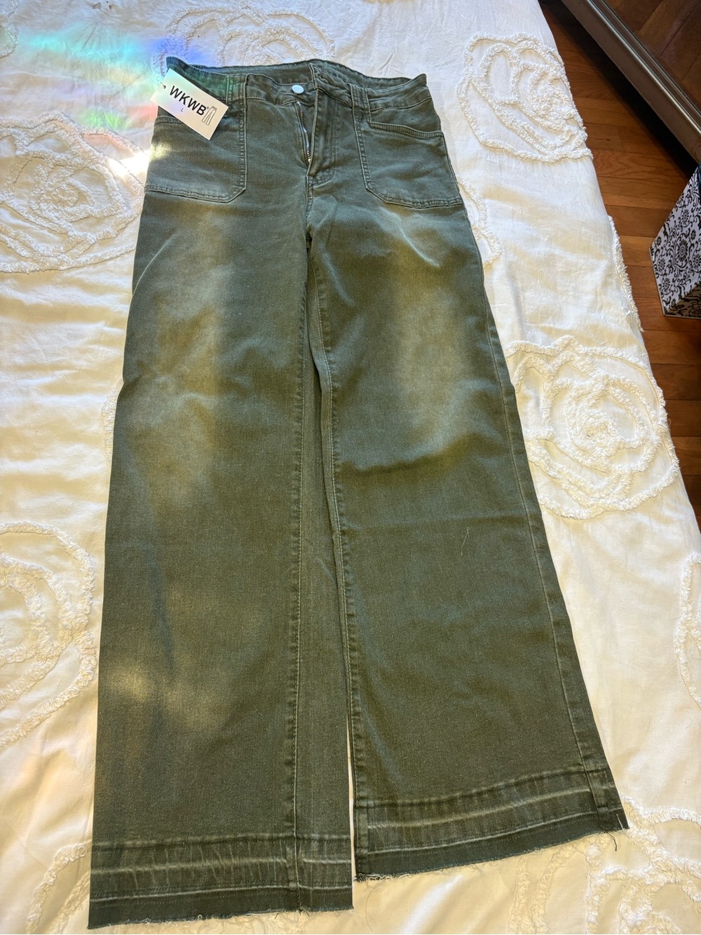 Wide Leg Green Utility Pants